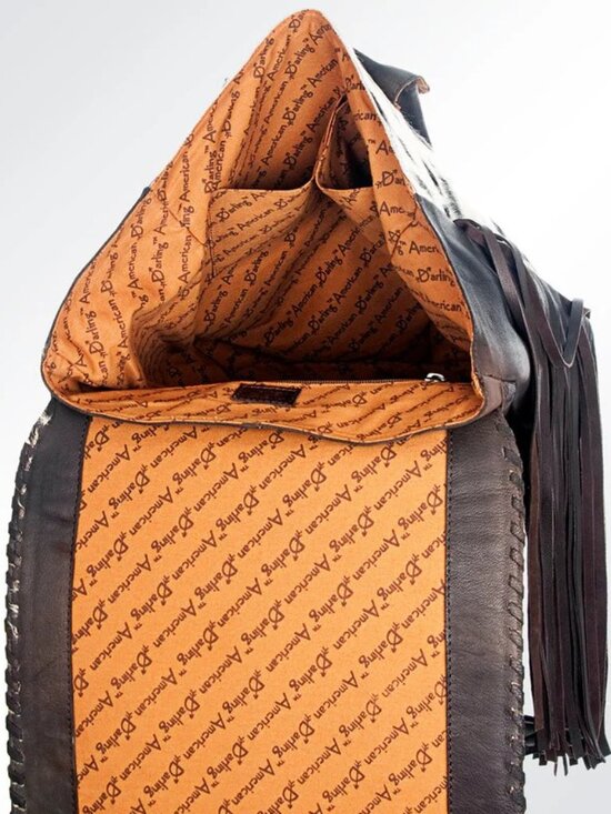 American Darling Boho Cowhide Whipstich Fringe Backpack